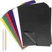 50 Sheet Multicolor Transfer Paper,Carbon Water-Soluble Tracing Paper with 2 Pieces Embossing Styluses Tools,Transfer Pattern on Cloth,Fabric,Canva,Accessories for Sewing