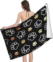 JBYJBX Dog Paw Prints Print Beach Towel Quick Dry Sandproof Microfiber Beach Bath Towel for Travel Pool Camping
