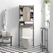 SPXMQSS Over Toilet Storage Unit, Washing Machine Storage Unit Cupboard, Freestanding Bathroom Space Saver with Door and Open Compartments, for Bathroom Laundry Room, 60x25x170cm