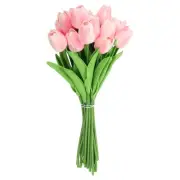 20pcs Tulips Artificial Flowers, Faux Flowers Fake Tulip Stems(Orange Pink)