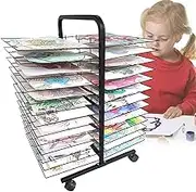 Double Sided Art Drying Rack, Removable Paint Drying Shelves, Mobile Art Storage Painting Drying Rack with Lockable Wheels, Stack Rack for Drawings, Classroom, Schools,38layers
