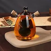 DJAPWPX Oil and Vinegar Dispenser Bottle 2 in 1 Transparent Glass Vinegar Dispenser with Cork Stoppers Drip-Proof Olive Oil Dispenser Bottle Oil and Vinegar Dispenser for Kitchen