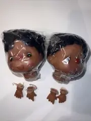 Vintage Darice Yarn Doll Craftin’ Black Doll Head with Hands Angie 2 Sets RARE