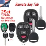2 Set Replacement Remote Key Fob 4 Button for Buick Lucerne 2006 - 2011 15912859