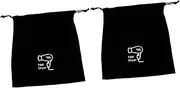 2 Pcs Simple Hair Dryer Holder Travel Hairdryer Bag Black Easy Open Close Save Space