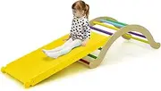 Costway 3-in-1 Wooden Climber with Ramp, Toddler Climber Arch with Soft Mat and Reversible Ramp for Climbing and Sliding, Indoor & Outdoor Climbing Ladder Set for Boys and Girls