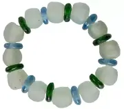 Bracelet, Elastic Stretch - Recycled Ghana Glass Beads & Spacers, 7 Inches