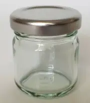 6x MINI SMALL GLASS JAR 60ML SILVER LID LOLLY JAM HONEY SPICES WEDDING FAVOUR