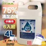 【格琳生活館】75%潔用酒精居家消毒液6入4000ML消毒液/異丙醇(贈10入全面防護頭戴式防疫面罩)