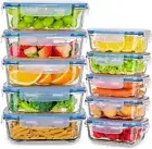 Stelive 10 Pack Glass Food Storage Containers (1040ML&370ML), Glass Meal Prep...