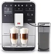 Melitta Integrated Bean to Cup Coffee Machine, TS SMART Model F85/0-101, Bluetooth connectivity, Melitta Connect App, Whisper Grinder (Quiet Mark), Silver