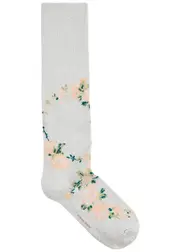 Simone Rocha Floral-intarsia Cotton-blend Socks - Silver ONE SIZE