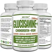 Simply Potent Glucosamine Chondroitin Msm With Turmeric & Boswellia,Supports Joint, Bone & Cartilage Health, Discomfort Relief Muscle Relaxer Supplement For Back, Knees, 90 Count (Pack Of 1)