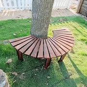 Wrap Around Tree Bench, Garden Patio Curved Benches Wood Furniture, All-Weather Slatted Seating Half Round Backless Bench for Outdoor, Porch, Backyard and Park(Round)