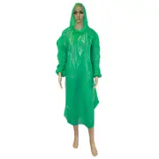 Livingstone Disposable Green Poncho Recyclable LDPE Long Sleeves with Hood & No Hood Tie 80 x 125cm 100 Carton