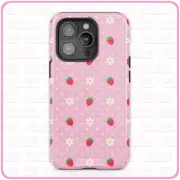 Sweet Strawberry (Polka Dot Daisy) iPhone Case Tough Pro 13 Max 16 15 14 MagSafe