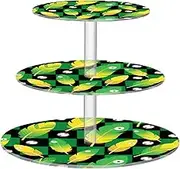 miaozhen Fluorescent Green Black Checkered Feather Circular Acrylic Tray Spill-Proof Three-Layer Pallet Dressing Room Mesa De Dulces Para Fiesta