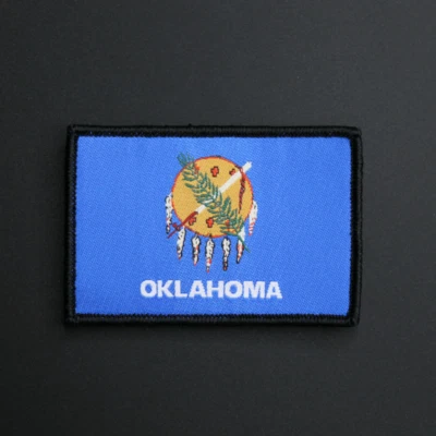 Oklahoma State Flag Patch US USA Woven/Embroidered - Hook & Loop