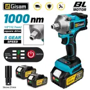 Gisam 1000N.M Torque Brushless Electric Impact Wrench 1/2 inch Cordless Wrench S