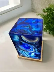 4"x4"x6" Blue Geode Agate Lamp Bedside Lamp, Interior Bedroom Decor Gifts