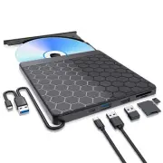 External CD/DVD Drive for Laptop, USB 3.0 CD Burner with 2 USB Ports and 2 TF...