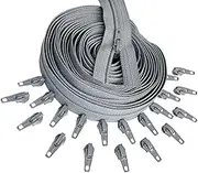 #3 Nylon Coil Continuous Zipper Chain by The Yard Make-A-Zipper 5 Yards with 20 Automatic Lock Zipper Pulls Same Color for DIY Sewing Crafts or Bags (Medium Grey #578)