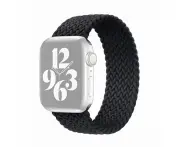 For Apple Watch Series 3,42-mm Case,Nylon Woven Watchband Size Large,Black