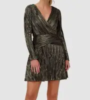 $220 Aidan by Aidan Mattox Women's Black V-Neck A-Line Mini Dress Size US 2