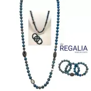 Handmade Elegant Metallic Blue Druzy Necklace & Bracelet Matching Set