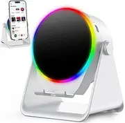 4-in-1 360° Rotating Bluetooth Speaker Stand, Cell Phone Stand with Wireless Bluetooth Induction Speaker, Anti-Slip Base Hd Surround Sound,with Mood Lights, Cool Tech for Bedroom Use (White)