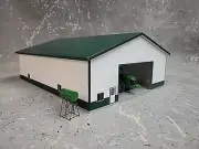 1/64 Custom scratch built 60x80 building Forest Green & White With Floor 2 Doors