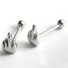 Surgical Steel Middle Finger Gesture Tongue Barbell Stud Piercing Rings Pu ON