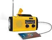 Kaito KA278 Emergency Radio – AM/FM NOAA Weather Radio and 4,000 mAh Power Bank Rechargeable with Solar Panel and Hand Crank (Yellow)