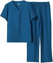 [Wzmzjy] Men Women Scrub Set, Jogging Top And Pants, Comfortable Nursing Uniform, Groomer Nurse Costume