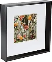 Nicola Spring 10 x 10 3D Shadow Deep Box Photo Frame - Craft Display Picture Frame with 6 x 6 Mount - Black