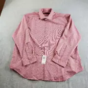 Van Heusen Shirt Men 2XL Red Striped Dress Slim Fit Stretch Collared Button Down