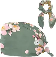 [YTYVAGT] Scrub Caps Women,Scrub Hats Suitable for Women,Fan Flower Pink Cherry Blossom