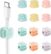 12PCS Cord Organizer Holder Kit Easy to Use Keeping Tidy Desk Phone Charger Cable Management Solid Charging Cords Wires Holder for Desk (Colorful)