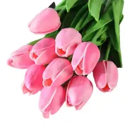 NNETM 5pcs Artificial Tulip Stems: Realistic Faux Tulip Flowers(Dark Pink (5pcs))