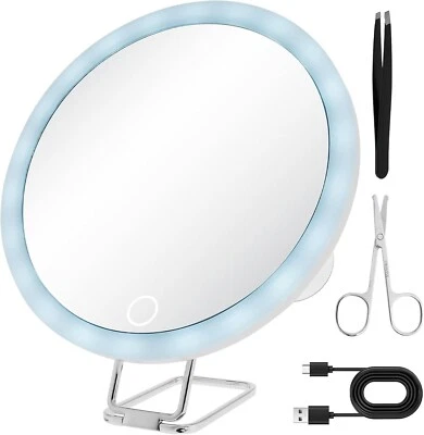 30X Magnifying Mirror with LED Light, Upgraded Lighted Makeup Mirror with Magnif