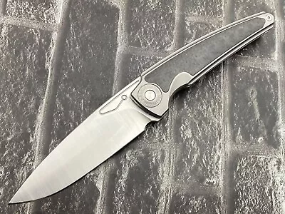 TwoSun Folding Knife Titanium/CF Handle Camping EDC Pocket Knife TS482-14C28N-CF