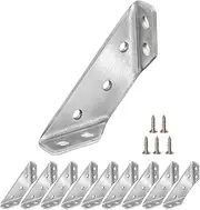 [Generic] Angled Corner Bracket - 10 Angle Brackets with Screws, Corner Brackets Triangle Bracket Set | Stainless Steel Corner Brace Corner Shelf Bracket, Triangle Support Screws for Wood Furniture