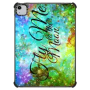 iPad Air (4th/5th gen) iPad Impact Case FLY ME TO THE MOON, REVISITED - Bold Space Galaxy Romantic Typography Lyrics Colorful Blue Green Teal Galactic Cosmic Romance Abstract Painting