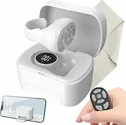‌TikTok & Kindle Bluetooth Remote Ring, Rechargeable Hands-Free Clicker for iOS/Android, Smart Controller for Creators/Readers with Holder (White)