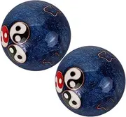 Gatuida 2pcs Hands Exercise Tools Feng Shui Massage Therapy Adults Health Exercise Balls Sphere Yoga Use Massage Meditation Hand Ball Fitness Ball for Hand Enamel Blue