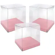 Clear and Pastel Pink Square Favour Boxes 8cm (Pack of 10)