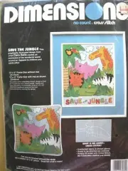 kit Dimensions 3962 SAVE THE JUNGLE 10x12" cross-stitch 1991 NEW