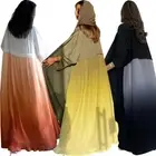 Ombre Cardigan Kaftan Muslim Women Maxi Dress Dubai Abaya Kimono Ramadan Caftan