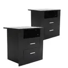 2X Bedside Tables Side Storage Cabinet Nightstand Bedroom 2 Drawer 1 Shelf ZURI