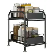2-Tier Iron Storage Organizer Spice Jars Bottle Shelf Holder Rack Kitchen Kit